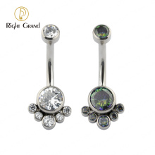 2021 New Fashion ASTM F136 14G Titanium Internally Threaded CZ stone Belly Button Ring